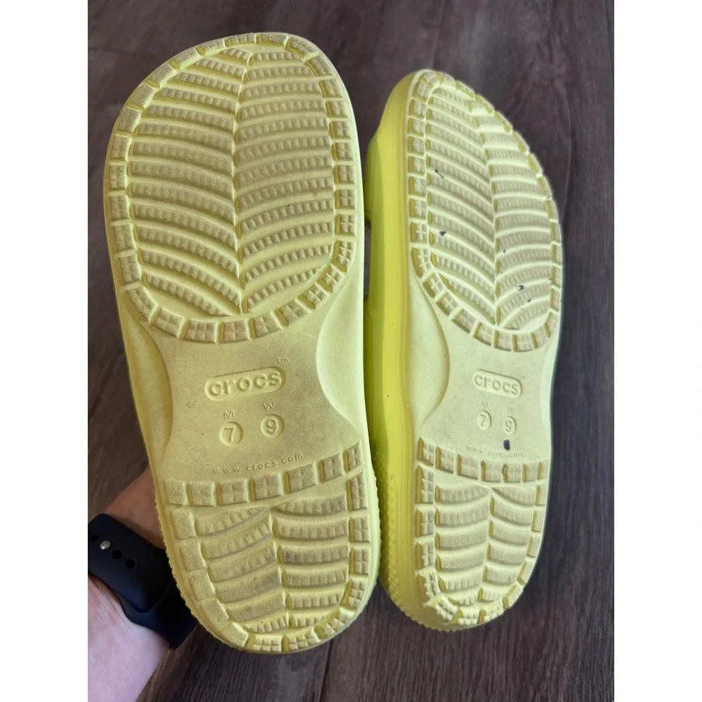 Crocs Classic Sandal 2.0 Neon Yellow Double Strap Slide Womens 9 Mens‎ 7